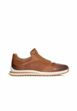 Kazar ALVIS - MEN’S BLACK LEATHER DECORATED WITH PERFORATION - Sneaker Low - Brown | Herren