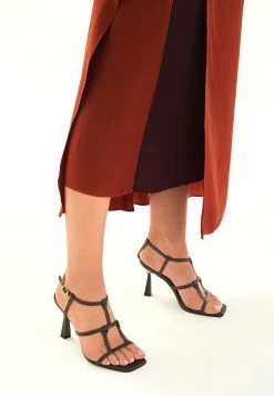 Kazar CIRI ELEGANT WITH EFFECTIVE STRAPS - High Heel Sandalette - Dark Brown | Damen